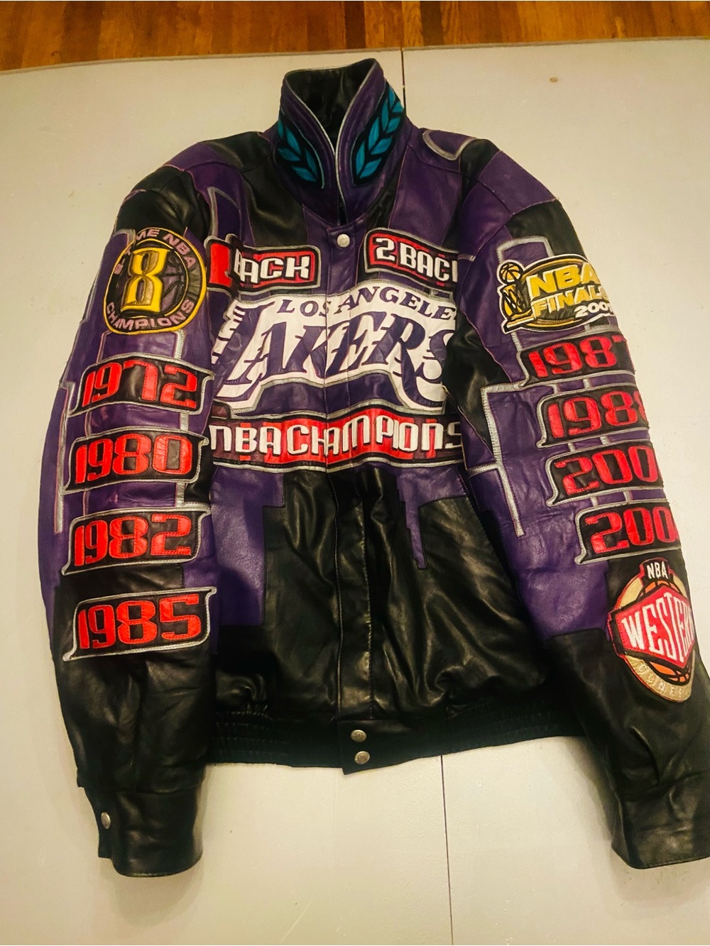 Jeff Hamilton Los Angeles Lakers Purple & Black Championship Leather Jacket